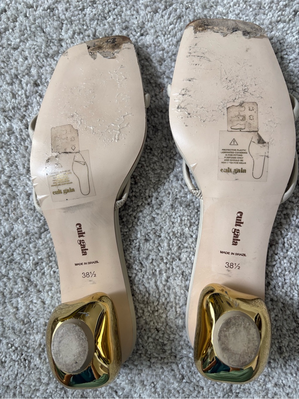cult gaia Cream Double-Strap Square-Toe Mules - Picture 2 of 6